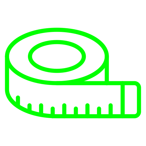Green tape measure icon representing measurement, sizing, precision, and installation planning services.